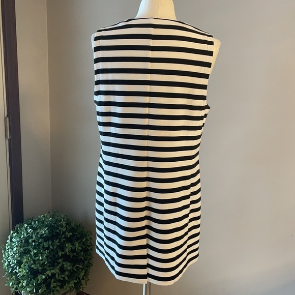 CHICOS sleeveless stripe mini tunic dress Crew neckline, hidden front zipper Med - Picture 6 of 14
